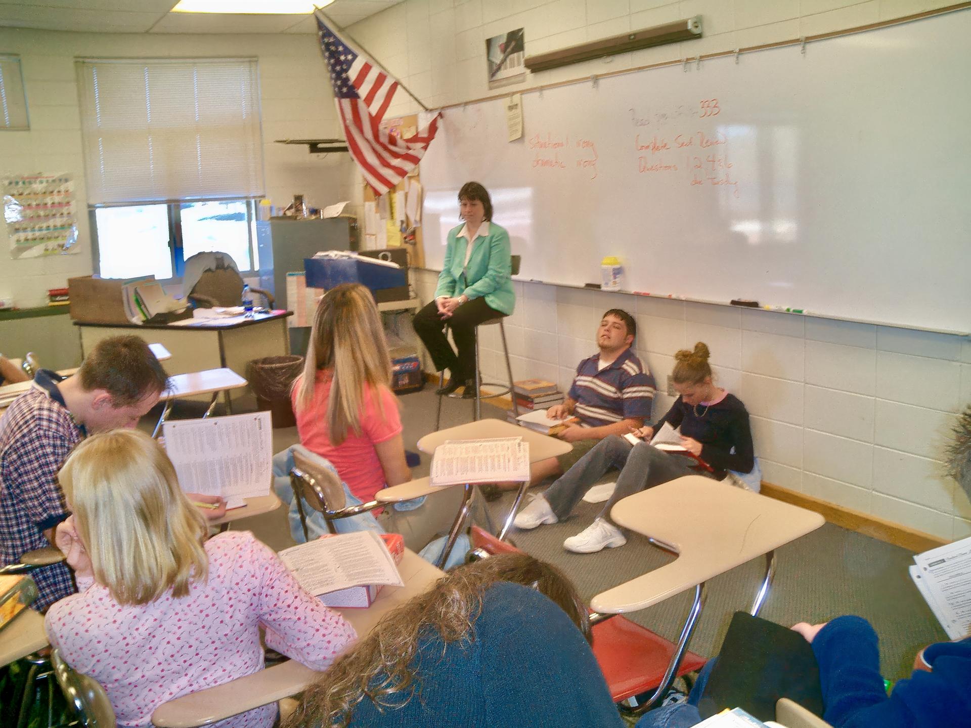 Students learning in a classroom